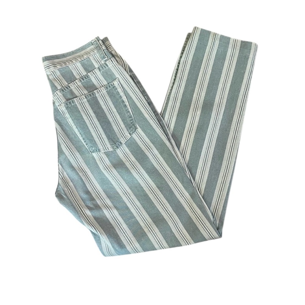 Vintage 90s GAP Green Stripe Cotton High Waist Crop Jeans Cheeky Denim Pants - 4 - Picture 10 of 14